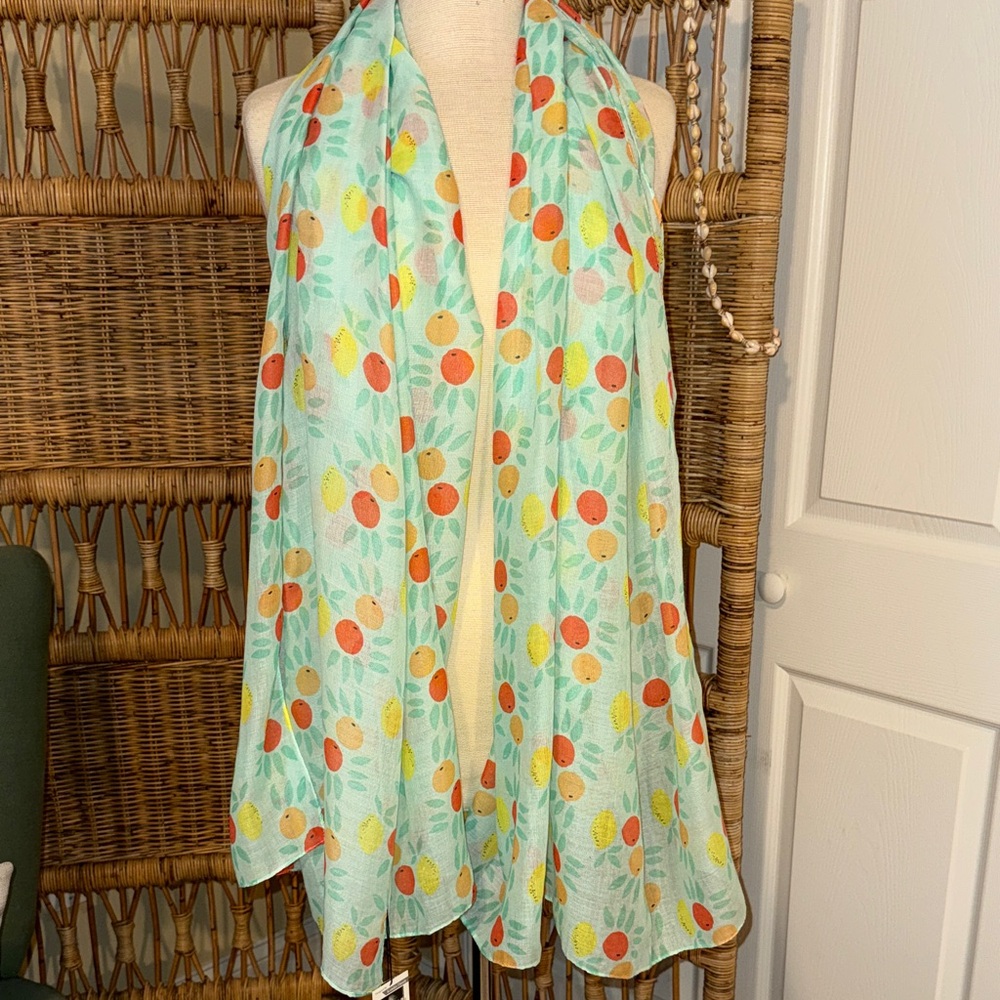 Printed Village Print Scarf in oranges design by Kendra Dandy